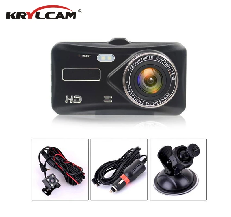 Krylcam BT100 4 &quotDVR Dash камера с двумя объективами сенсорный экран ночное видение g