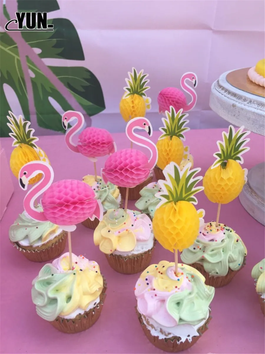 10pcs Baking Cake Decoration Card Insert Pineapple Three-dimensional Flamingo Sign Dessert Table Layout Wedding Decoration 8D (38)
