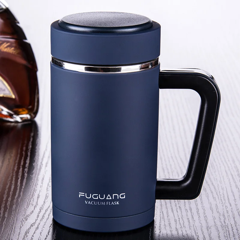 

480ml Drinkware Vacuum Flask Glossy Frosted Thermos Mug 304 Stainless Steel Thermal Insulated Tea Water Mug with Handgrip Filter