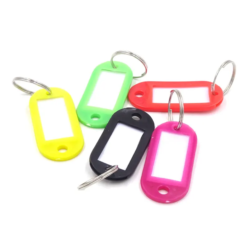 50Pcs Plastic Keychain Blanks Key Ring Diy Name Tags For Baggage Paper