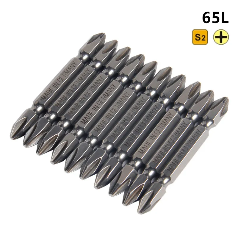 10pcs 65mm 1/4"(6.35mm) Phillips Screwdriver Bit With S2 PH2
