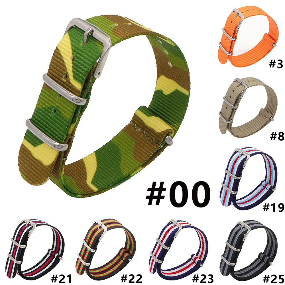 

2018 new brand watch strap Watchband 1pcs Nato Strap 24mm Nylon Black Watch Band Waterproof Watch Strap
