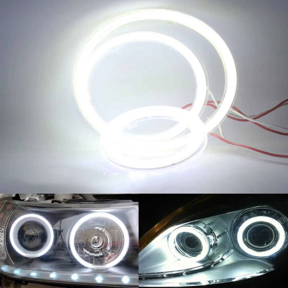 1 пара Автомобильная COB подсветка «глаза ангела» водонепроницаемые кольца Halo противотуманная фара белый 70 мм 60 чипов светодиодный дневной свет мотоцикл автомобиль-Стайлинг