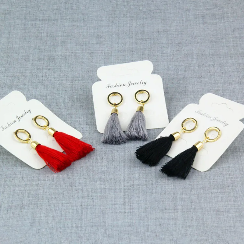 

E0102 The New Fashion Jewelry Black Long Tassel Earring For Women Vintage Tassel Earring Exquisite Gold-color Earring Hot Sale