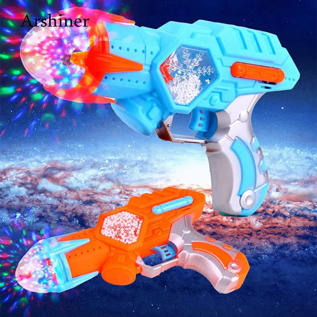 Красочные 3 синий лет этап дети повернуть пистолет Оранжевый Дети Снежинка Моделирование Электрический свет игрушечные лошадки над