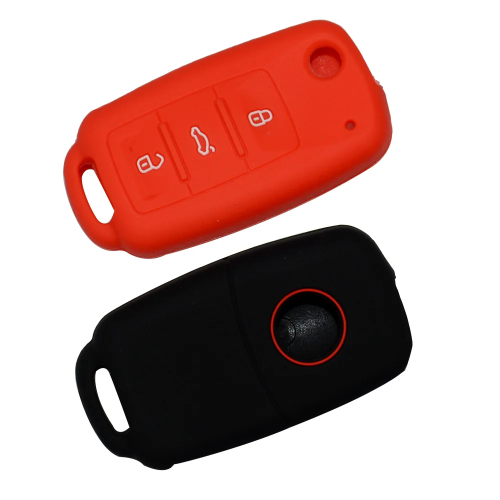 Silicone Rubber Car Key Cover Case For VW POLO Tiguan Passat B5 B6 B7 Golf 2017 3 Buttons Silica Gel Skin Protector Car-stying (3)