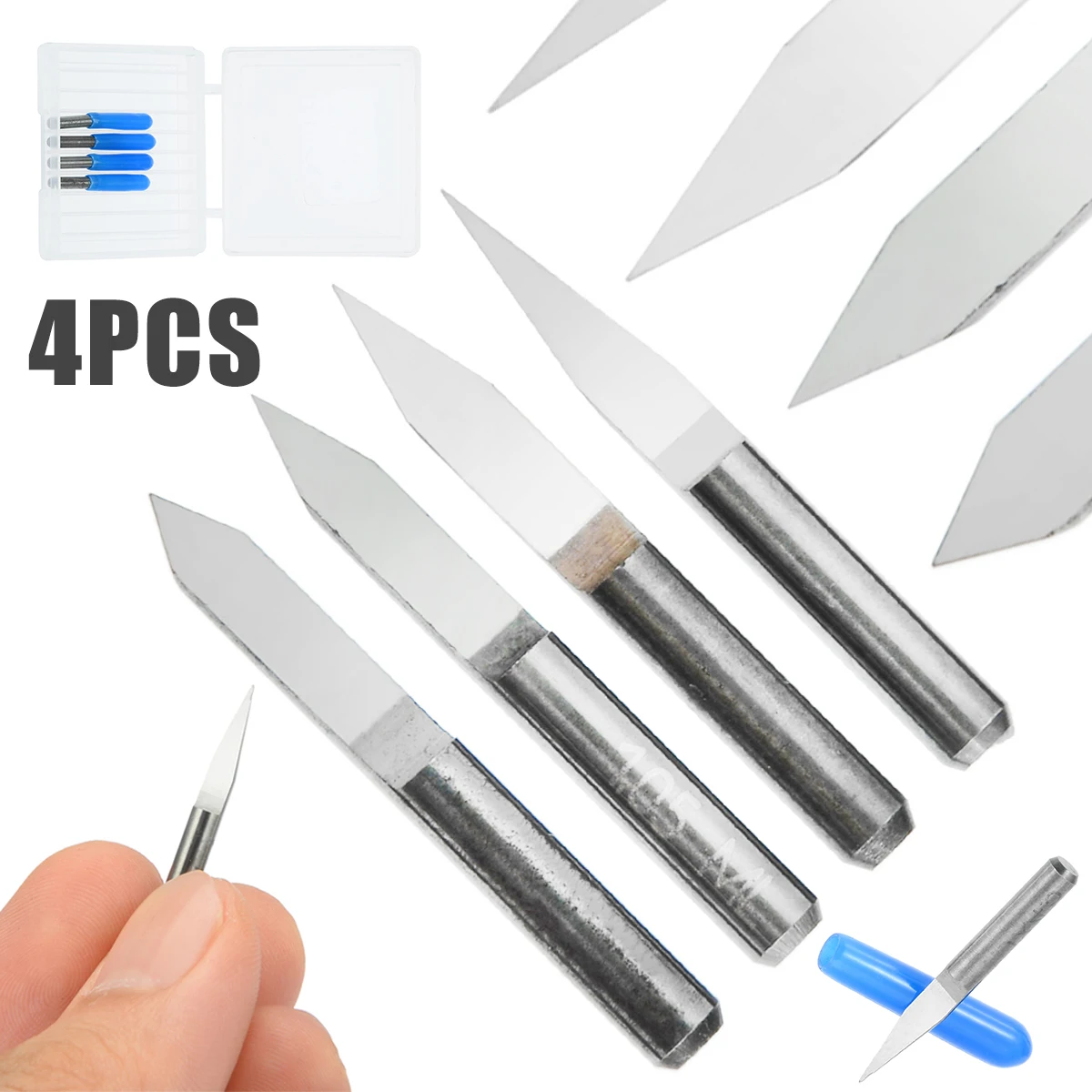 4pcs CNC Engraving Bits Carbide PCB CNC Engraving Bits Board 3.175mm CNC Router Tool 20/ 30/40/60 Degree Engraving Bit