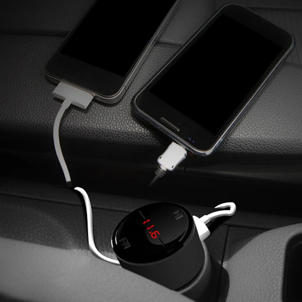 Автомобильное зарядное устройство usb беспроводной bluetooth Разъем 12 v-24 v из АБС-пластика для всех автомобилей dual USB mp3 плеер автомобильные аксессуары
