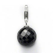 Серебро 925 пробы черный 3D скошенный режущий хрустальный шар Diy амулеты подходят