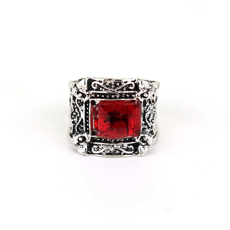 

MQCHUN Movie Jewelry Magic Ring The Mortal Instruments The City of Bones Red Square Crystal Rings Retro Ring Gift for Men Women