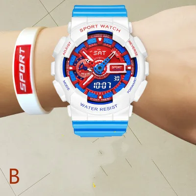 Наружные спортивные электронные часы, Корейская версия простых водонепроницаемых и ударопрочных многофункциональных электронных часов