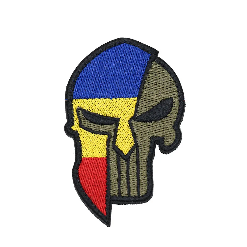 

Embroidered Fabric Patch Romanian Flag Punisher Skull Embroidery Patch Badge Apparel Hat Pocket Jeans Embroidered Patch