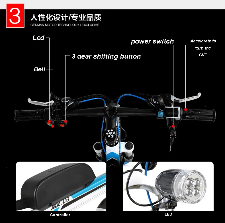 Discount Electric bicycle 26 inches 36/48 v lithium aluminium alloy electric mountain bike adult hybrid dynamical bicycle 4