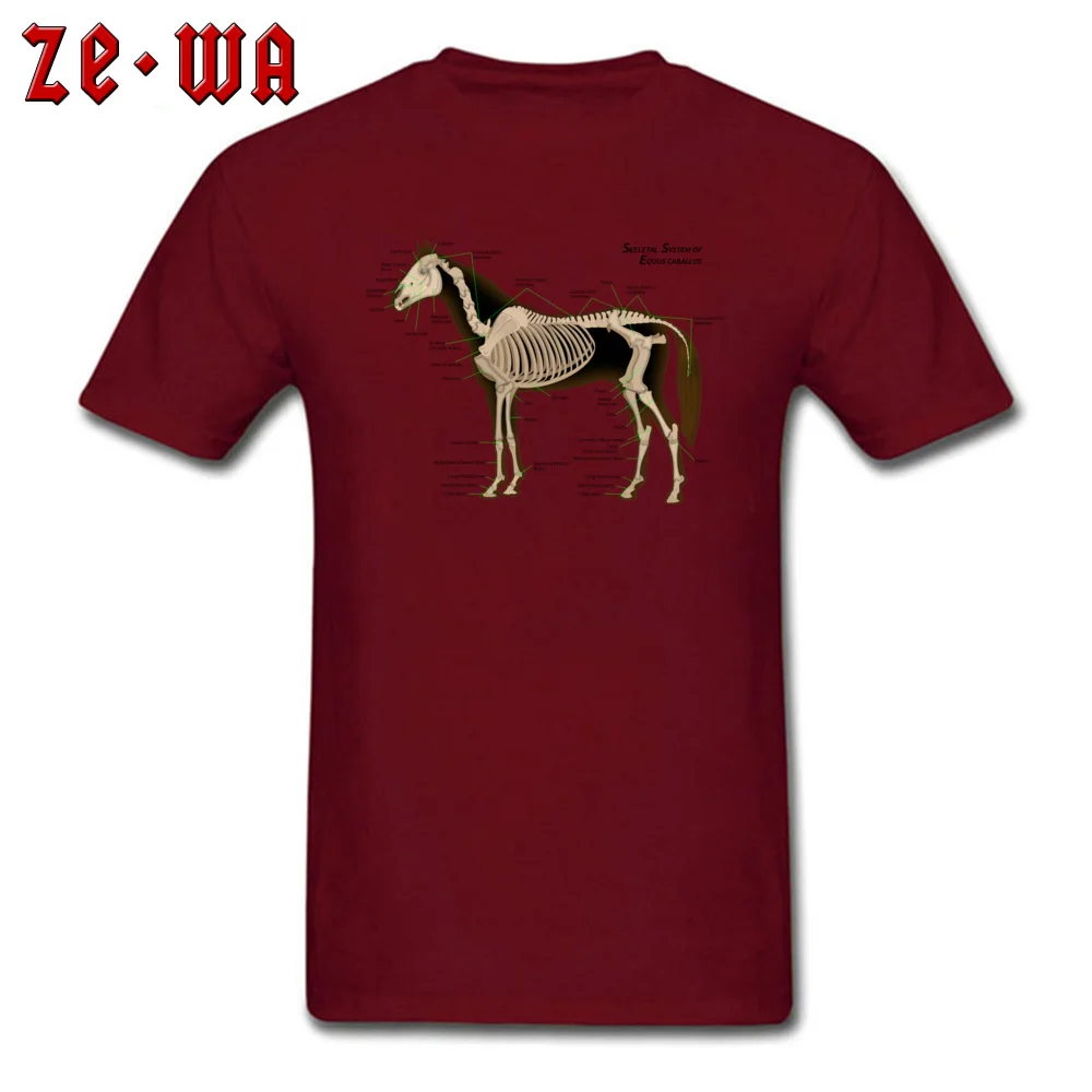 Casual Horse Anatomy Top T-shirts Brand Summer Short Sleeve Crewneck Tops Shirt Cotton Fabric Men Normal Tee Shirts Horse Anatomy maroon