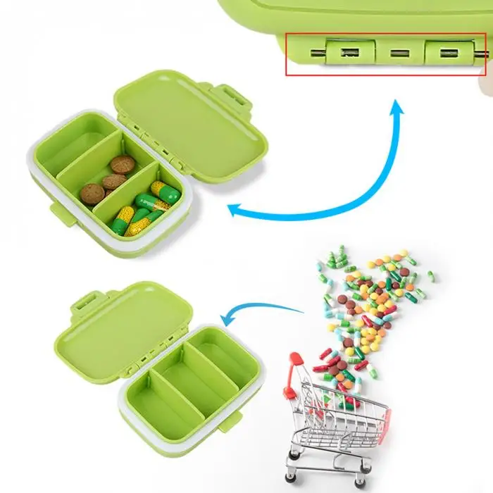 Высокое качество, чехол для таблеток, коробка для хранения, 3 отделения, для путешествий, портативный разделитель витамина, медицинский Органайзер, контейнер MD99