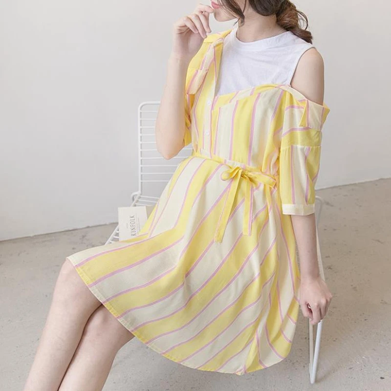 Fashion strapless dress for pregnant women striped summer loose pregnant dress vestido embarazada elegant maternity dresses