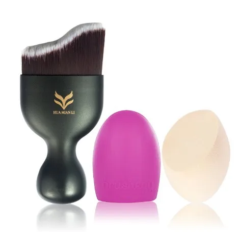 

3pcs/set Makeup Set Powder Blush Foundation Brush Contour Brushes Pincel Maquiagem with blender Blending Wash brush + Puff