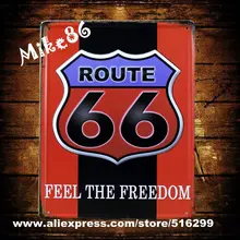 [Mike86] Красный Route66 покраска металла Дом олова Признаки Декор стен в стиле ретро Рождественский подарок смешать товар 20*30 см a-818