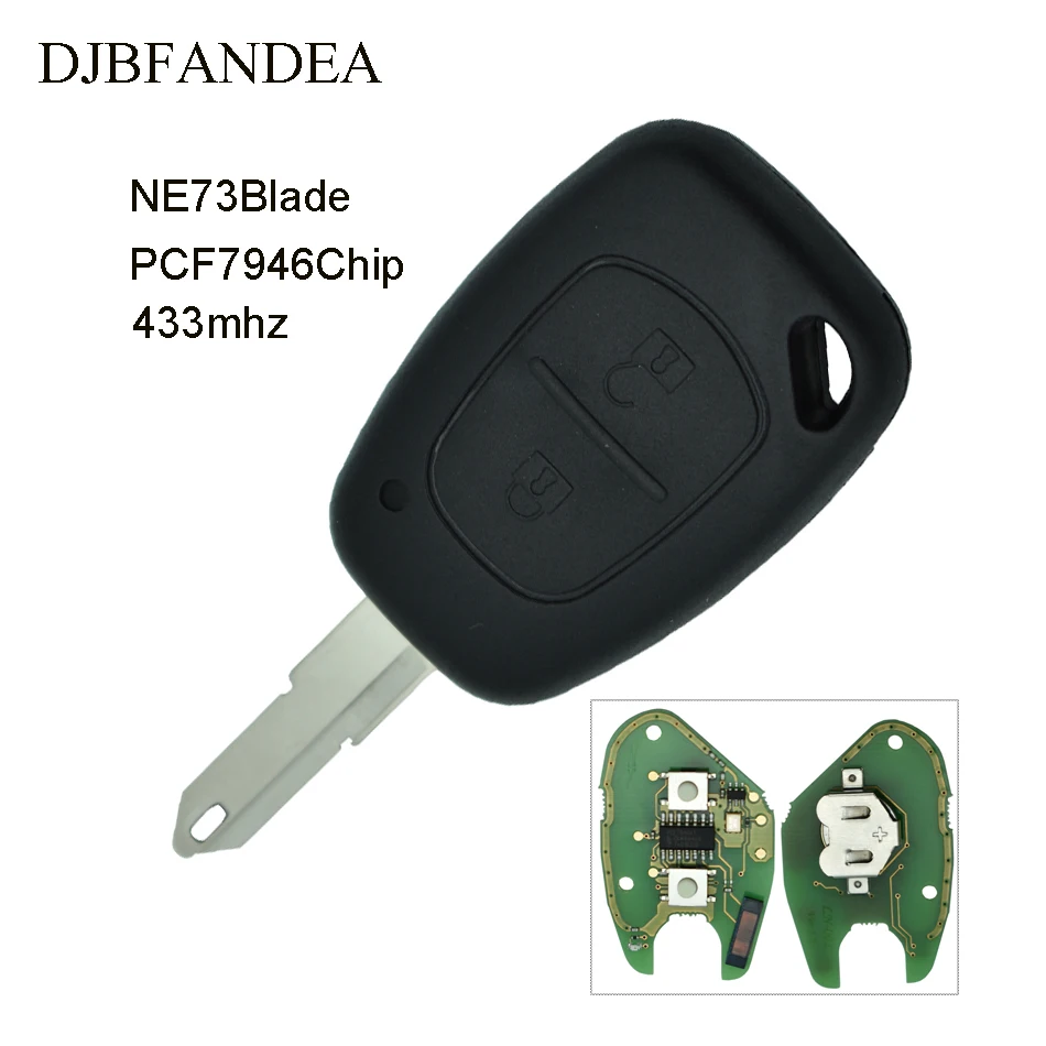DJBFANDEA 2 Button Complete Car Remote Key + ID46 Chip Transmister for Renault Traffic Master Vivaro Movano Kangoo Ne73 Blade | Автомобили