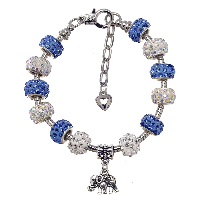 

2017 New Fashion Type Charm Bracelet Beaded Bracelets & Bangles Jewelry 1Pcs Lucky Elephant Bracelet Punk 18cm Me376