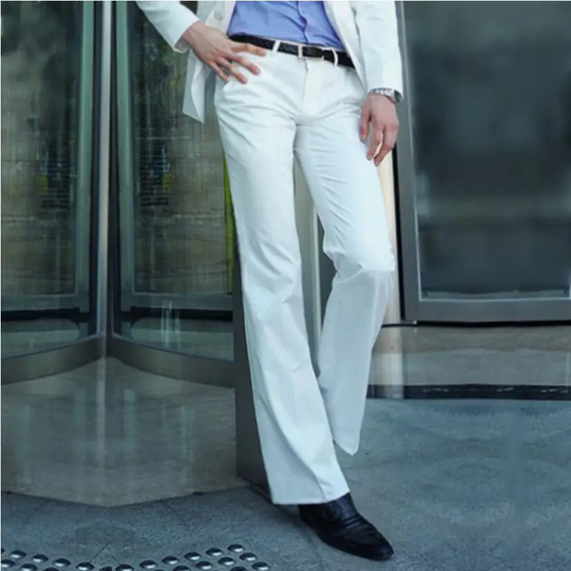 2019 микро-Рог брюки мужские деловые черные прямые широкие брюки костюм брюки британские повседневные мужские большие брюки мужские брюки