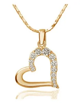 Factory Sales s Quality Austrian Element Crystal Love Heart Pendant Link Necklace fashion crystal Jewelry Lovely gift