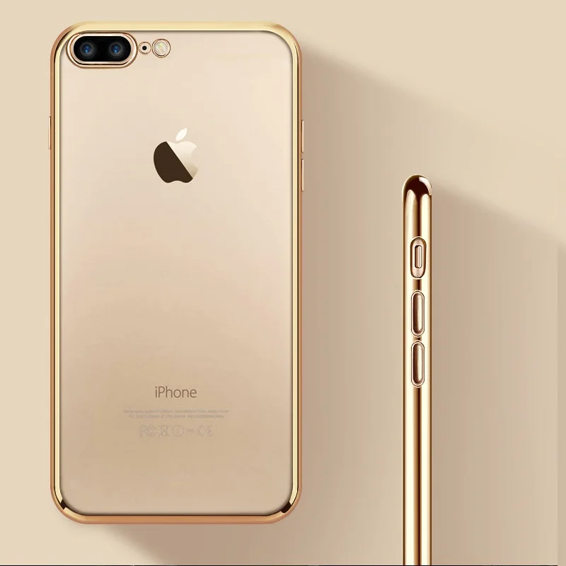 

For iPhone 8 Plus Case Luxury Gold Plating Soft Silicone gel Case For iPhone 11 Pro X XR XS Max 7 Plus 6S 6 Cover Fundas Coque
