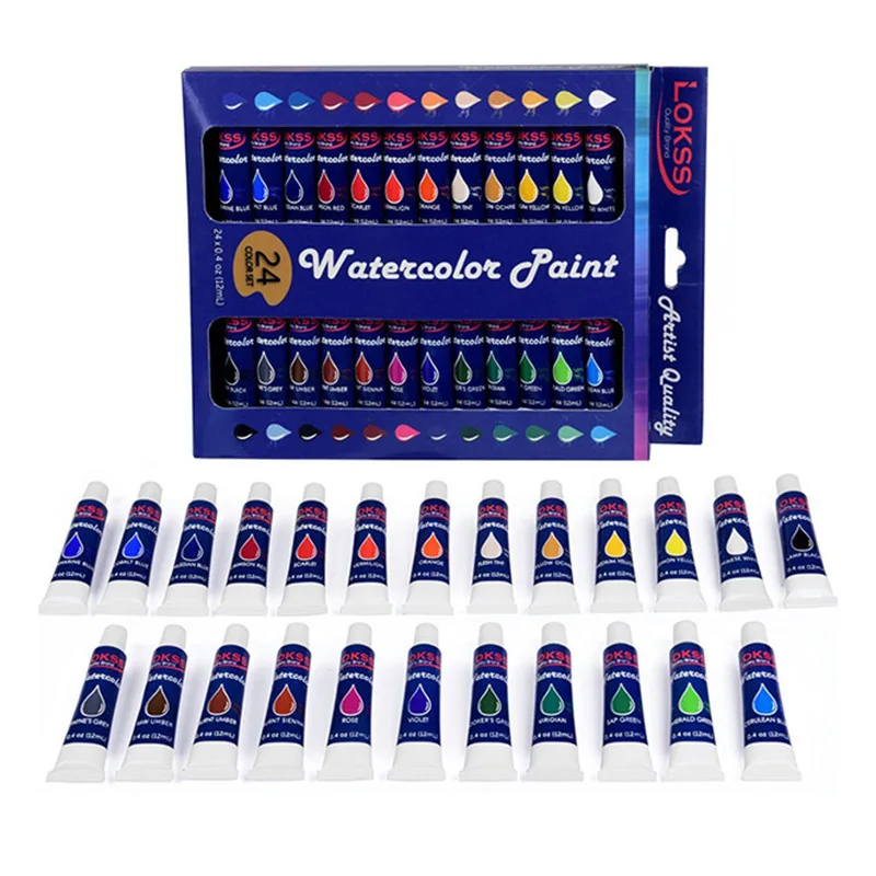 

12ml Liquid Watercolor Pigment Water Color Painting Set 24 Colors For Fabric Drawing Tools School Stationery Art Escolar