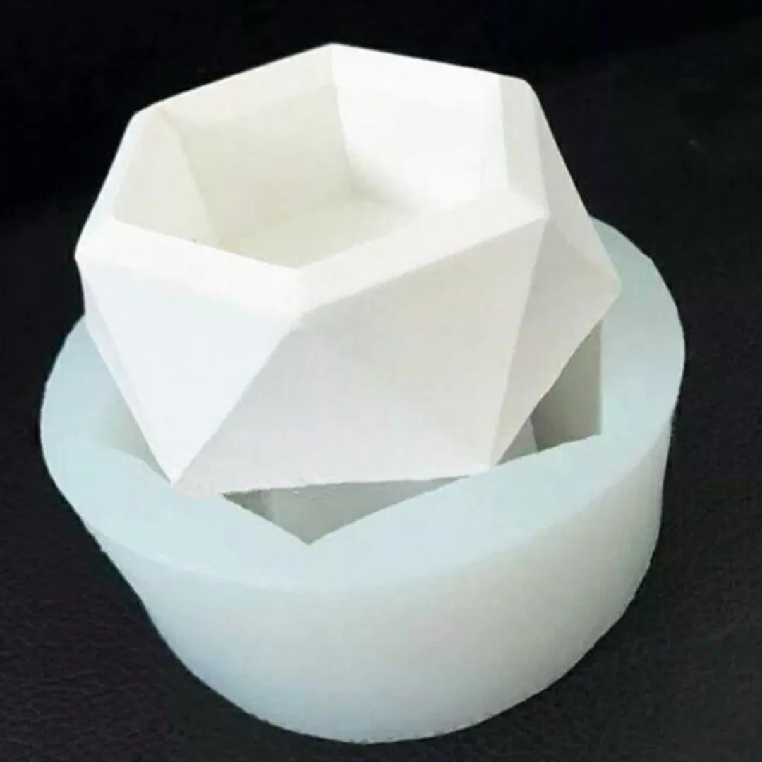 

1pc Soft Silicone Hexagon Flower Pot Mold Succulent Planter Vase DIY Handmade Craft Random Color