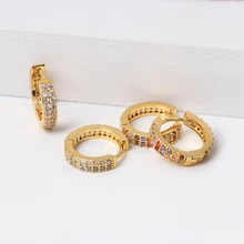 Радужные фианитовые безопасные серьги дизайн ювелирные изделия для женщин подарок для девушек наполненные золотом красочные мульти пирсинг серебряные серьги