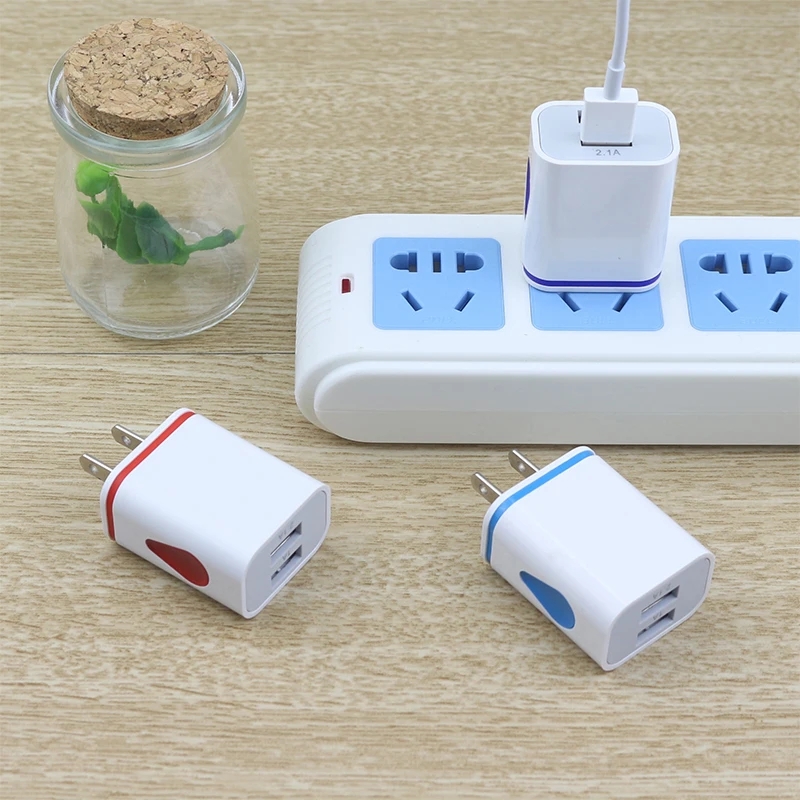 Цветной US EU вилка 5V 1A двойной USB Кабель AC дорожное настенное зарядное устройство