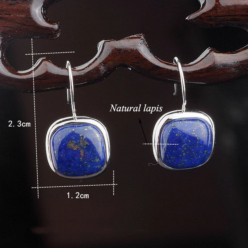 Женские серьги подвески из серебра 925 пробы с натуральным квадратом|earrings for|earrings