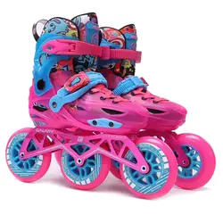 Детские регулируемые роликовые коньки размер 28-39 3*90 мм или 3*100 мм колеса детские катание обувь скорость Patines Бесплатная Катание на коньках