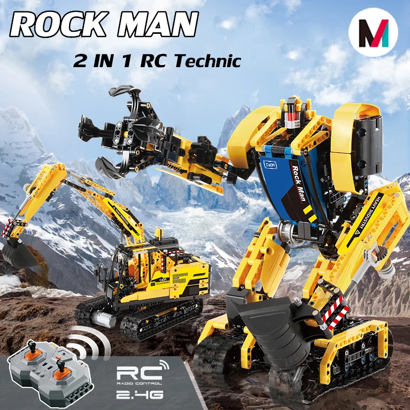 

CADA 930pcs Intelligent RC Building Block 2 in 1 rc Excavator Toys Remote Control Robot Compatible L Brand toys For Children