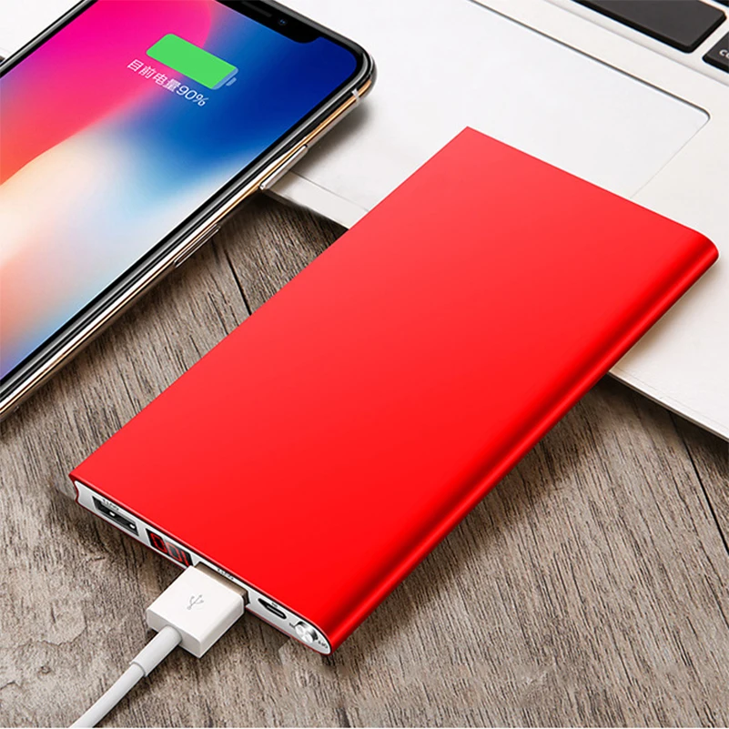 

ultra thin 20000mah Power Bank External Battery 2 USB LED Display Powerbank Portable Mobile phone Charger for Xiaomi iphone X 8
