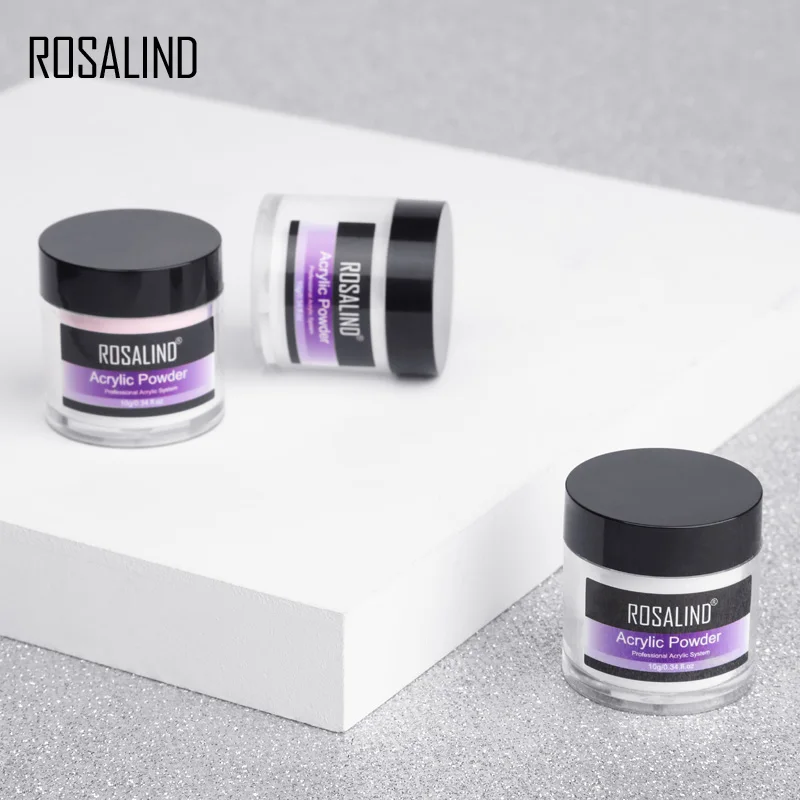 Акриловый порошок ROSALIND прозрачный для маникюра 10 г розовый белый