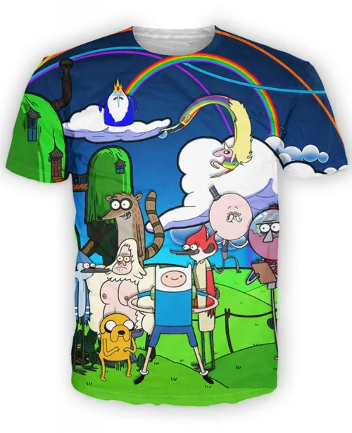 New fashion men women s summer tops tees 3D print cartoon Adventure Time funny short sleeve
