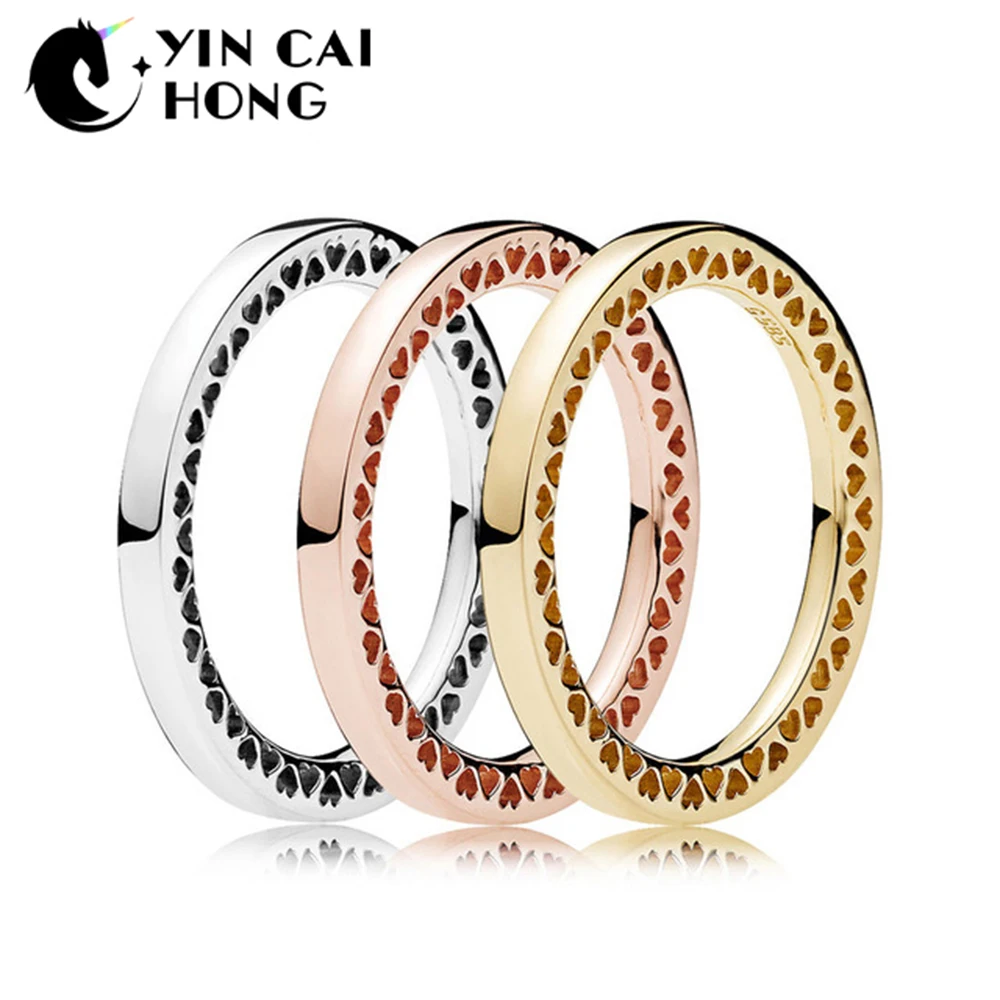 

YCH 100% 925 Sterling Silver 1:1 Original SIGNATURE HEART OF RING Gemstone Ring Rose Gold 14K Gold Women' 167134 187133 197133