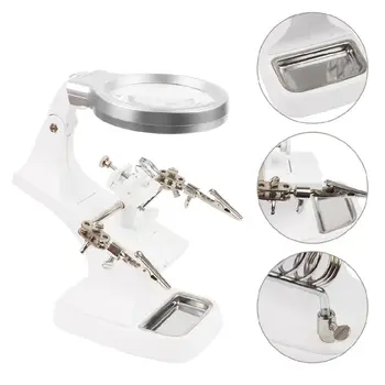 

Rotating Hand Soldering Stand Welding Tool With Magnifying Glass LED Light Alligator Clip Holder Clamp Multifunction For Repairm