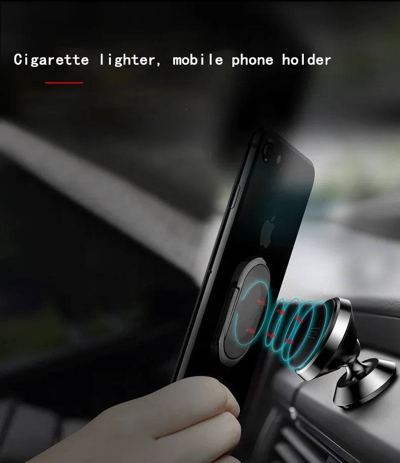 Multi USB Cigarette Lighter Mobile Phone Car Magnetic Holder Stand for IPhone Samsung Huawei Xiaomi Auto Charger Ring Bracket