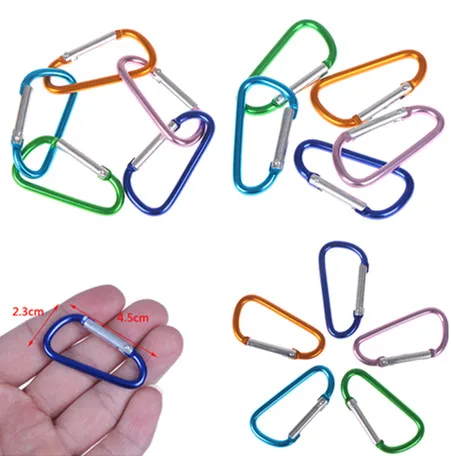 

5Pcs/lot Aluminum Alloy Key Ring Bottle Hook D Shape Carabiner Spring Snap Clip Hooks Mountaineering Buckle Keychain