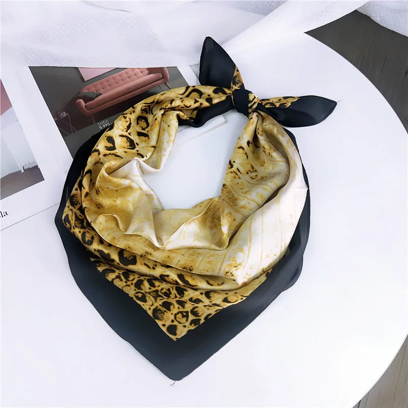 2019 New Vintage Women Fashion Summer spring Brand Square scarf Silk Satin skinny Scarves Head Neck Hair Tie Band neckerchief