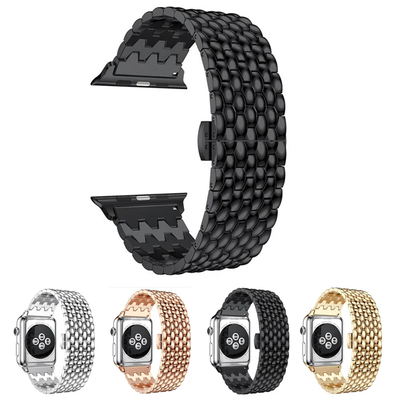 

neway Metal Stainless Steel Solid Watch Band For Apple Watch Series 4 3 2 1 iWatch 40mm 44mm 38mm 42mm Strap Rose Gold Black