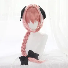 New Arrival Game Fate Apocryph Astolfo Cosplay Wigs 75cm Pink Heat Resistant Synthetic Hair Perucas Cosplay Wig