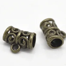 Цинковый металлический сплав Bails бусины трубы античный бронзовый цветок полый узор 11 мм(3/") х 9 мм(3/8"), 9 шт Новинка