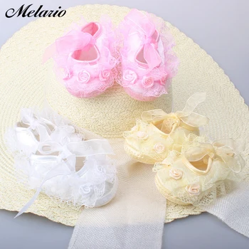 

Melario Newborn Baby Girl Shoes Princess Party Lace Floral Soft Sole Crib Shoes Anti-slip Sneaker Prewalker Toddler Kid 0-18M