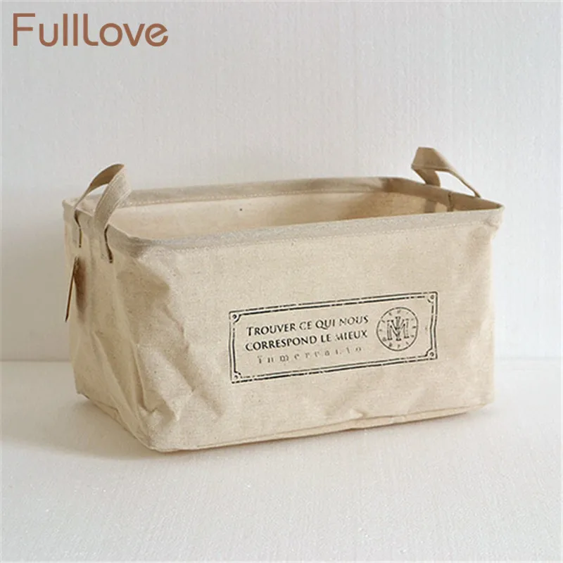 

High Quality Cotton Linen Desktop Storage Organizer Sundries Storage Box Cabinet Underwear Storage Basket Printing Fast Shipping