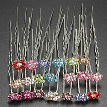 Hot 20Pcs Crystal Diamante Rhinestone Wedding Bridal Party Flower Hair Clip Hairpin 5BQ4 7F1H