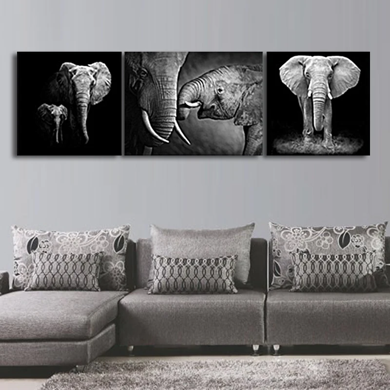 3 Панель стены Книги по искусству холст картины Африканский слон пейзаж картина маслом картина украшения дома Современные Холст без рамы