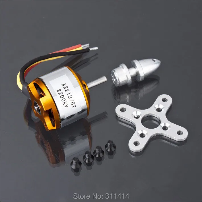 2pcs/lot New A2212 2200KV 6T Brushless Outrunner Motor W/ Mount For RC